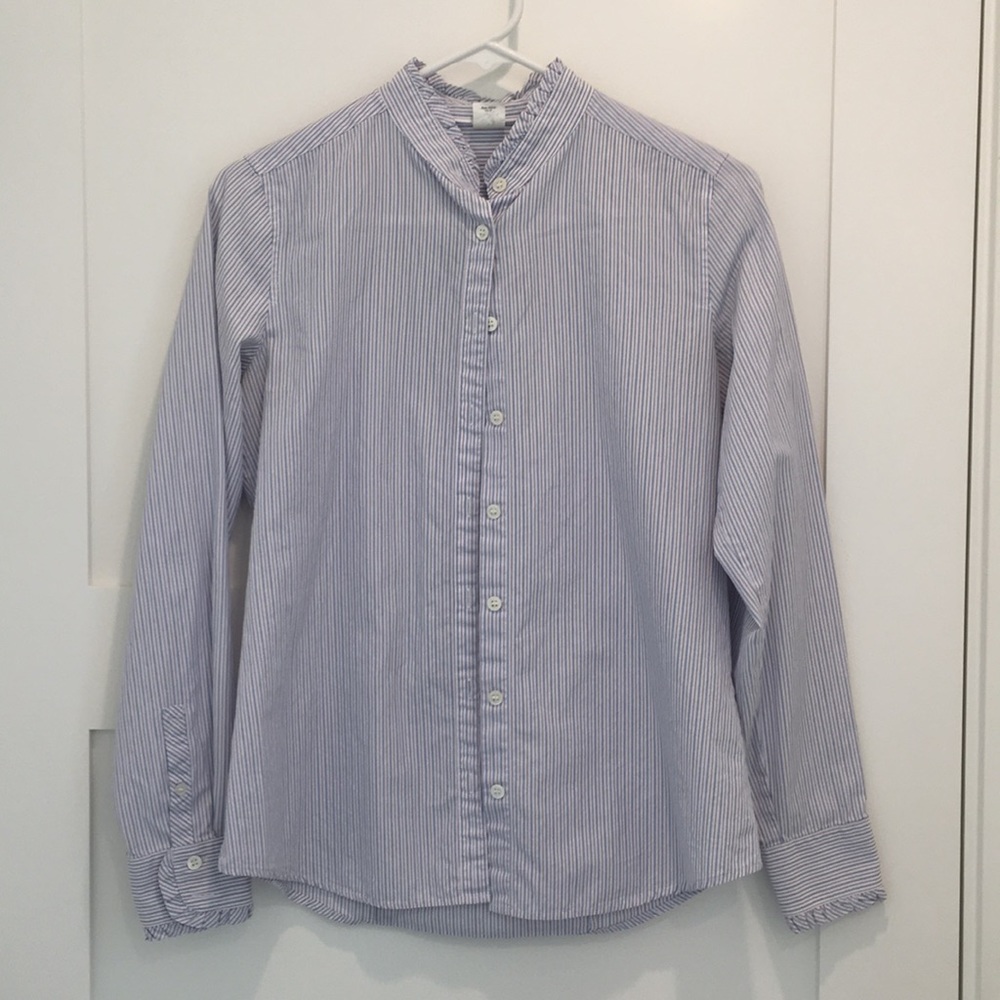 Women’s Jcrew striped blouse w/ ruffle detail